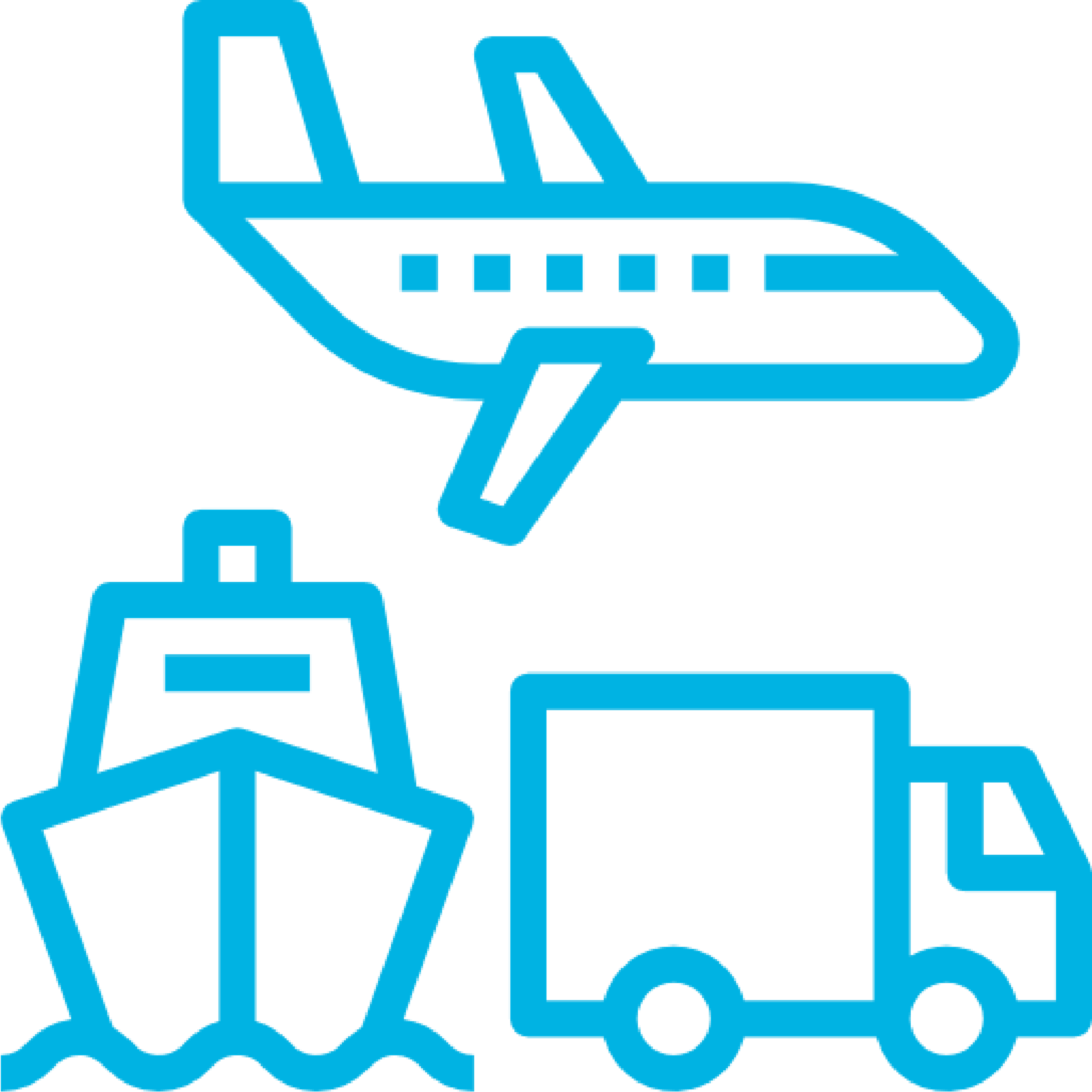 Icon depicting logistics - plane, boat, truck