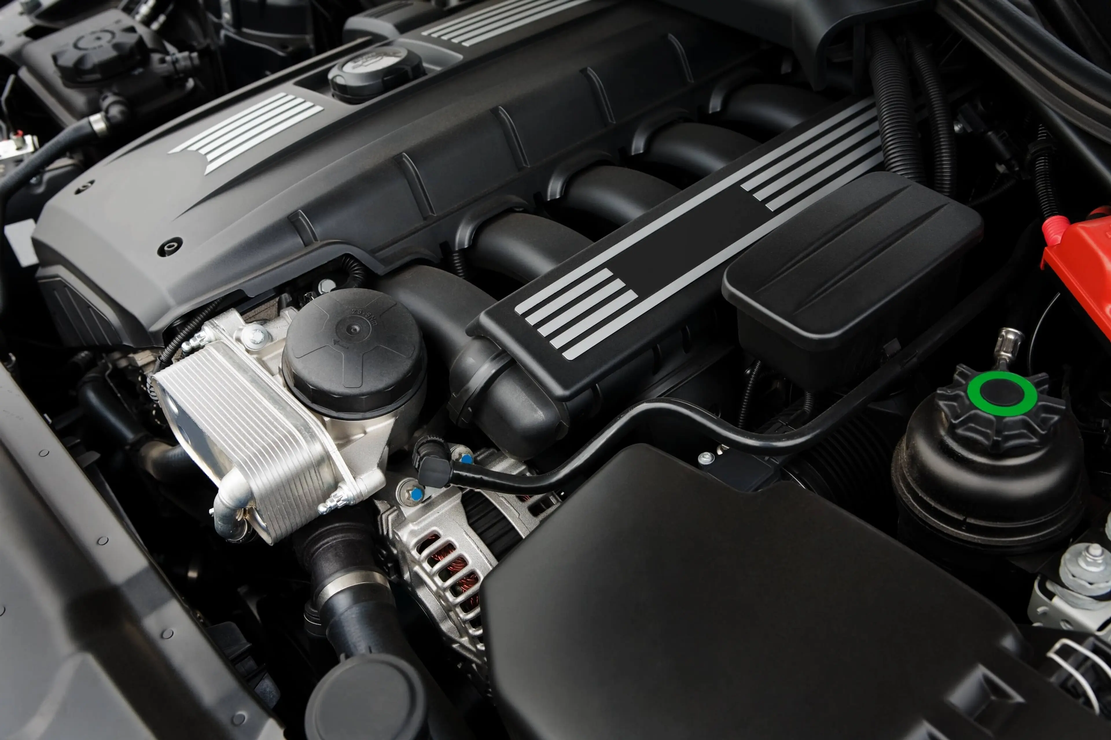 A closeup inside an automotive engine