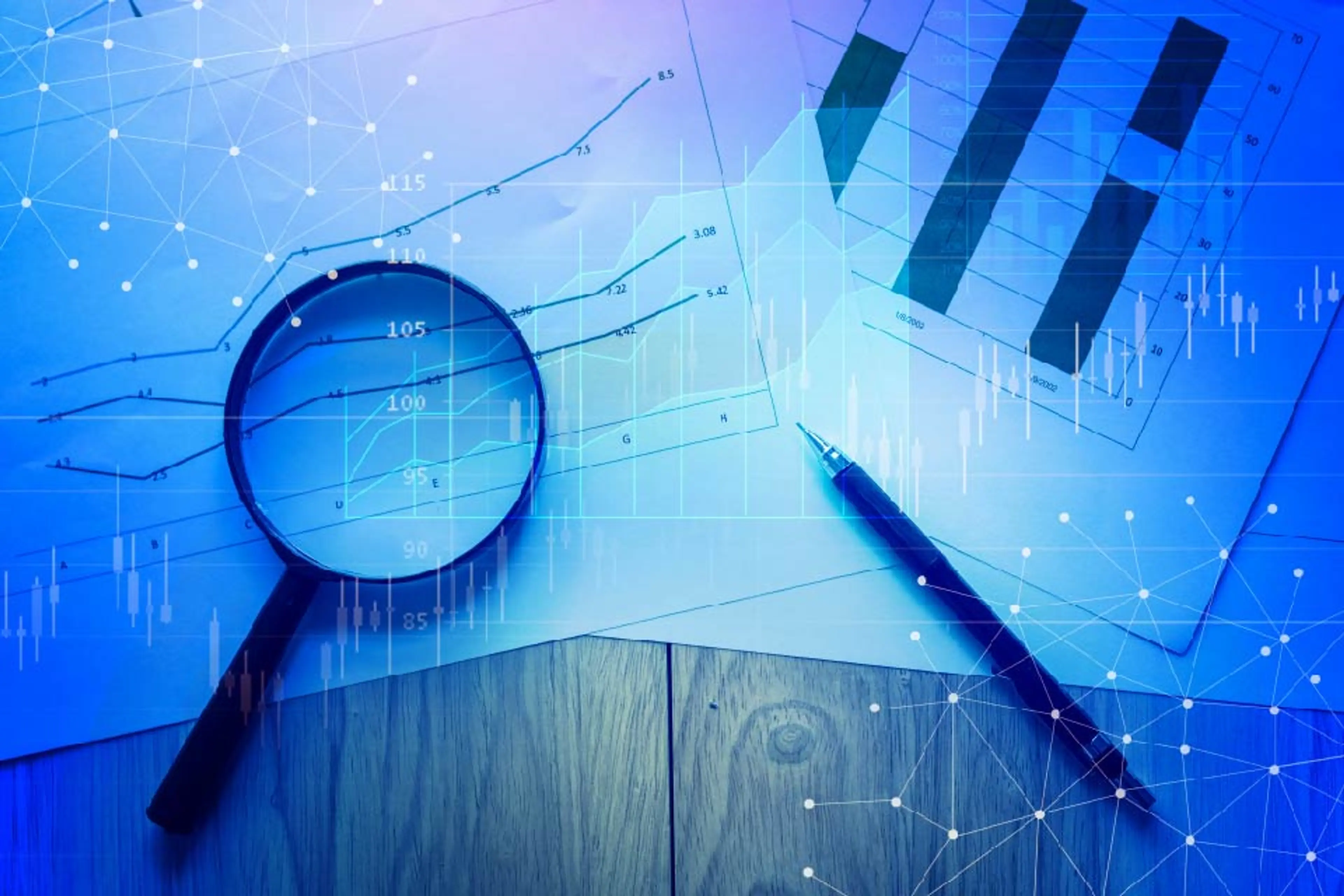 Magnifying glass and report pages