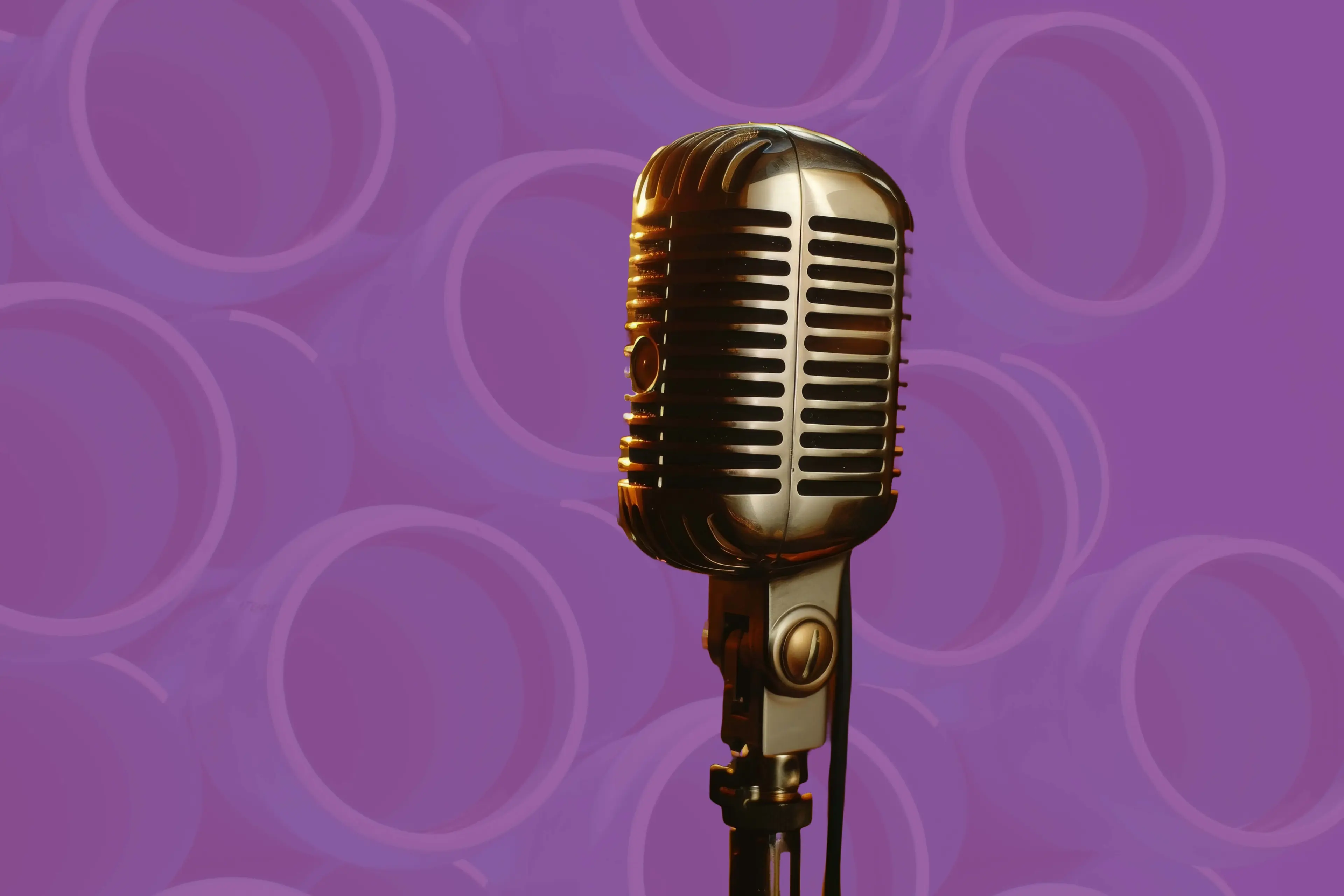 Microphone on purple background
